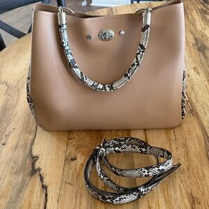 Elegant Tan and Snake Print Women's Bag